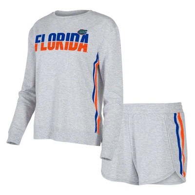 Shop Concepts Sport Gray Florida Gators Cedar Tri-blend Long Sleeve T-shirt & Shorts Sleep Set