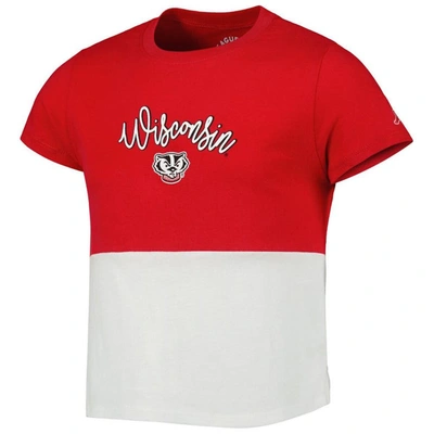 Shop League Collegiate Wear Girls Youth  Red/white Wisconsin Badgers Colorblocked T-shirt