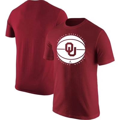 Shop Jordan Brand Crimson Oklahoma Sooners Basketball Logo T-shirt