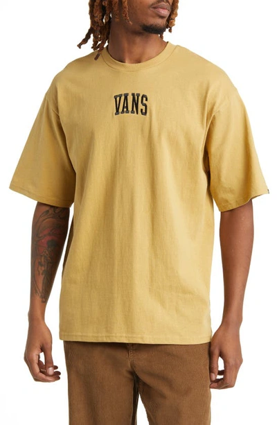 Shop Vans Arched Logo Oversize Embroidered Cotton T-shirt In Antelope
