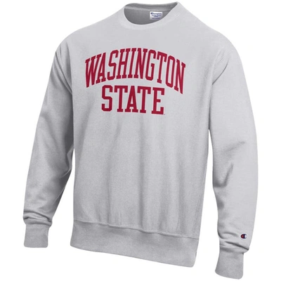 Shop Champion Heathered Gray Washington State Cougars Arch Reverse Weave Pullover Sweatshirt In Heather Gray