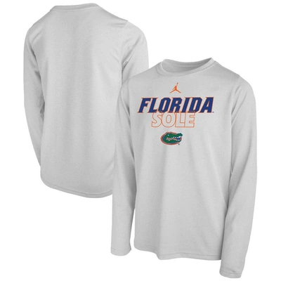 Shop Jordan Brand Youth   White Florida Gators 2023 On Court Sole Bench T-shirt