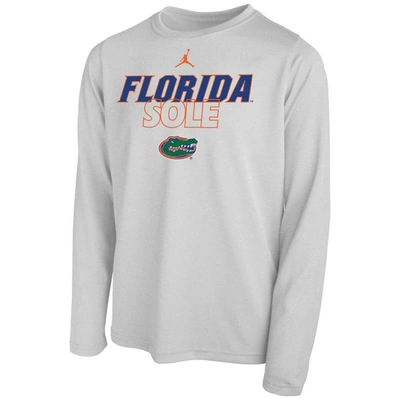 Shop Jordan Brand Youth   White Florida Gators 2023 On Court Sole Bench T-shirt