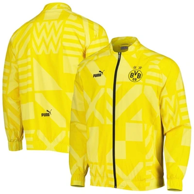Shop Puma Yellow Borussia Dortmund Pre-match Raglan Full-zip Training Jacket