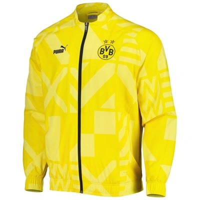 Shop Puma Yellow Borussia Dortmund Pre-match Raglan Full-zip Training Jacket
