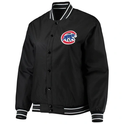 Shop Jh Design Black Chicago Cubs Plus Size Poly Twill Full-snap Jacket