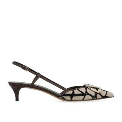 Shop Valentino Sling Back Shoes In Brown