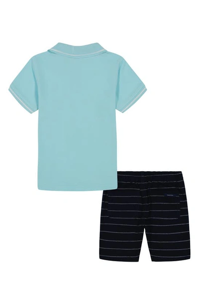 Shop Nautica Kids' Polo Shirt & Shorts Set In Aqua/ Black