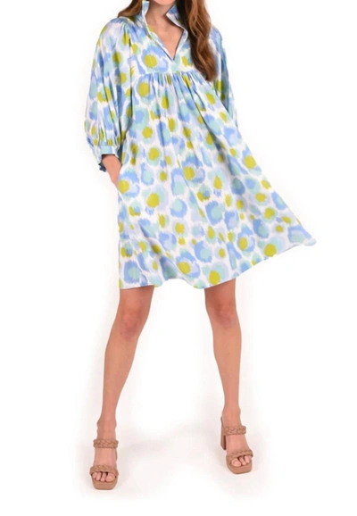 Shop Emily Mccarthy Cheetah Ikat Stella Dress In Blue