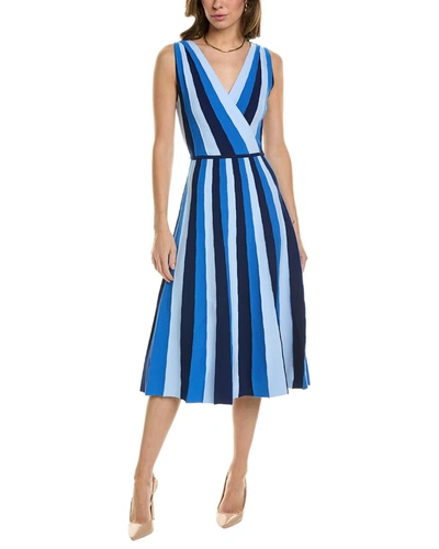 Shop Carolina Herrera Striped A-line Dress In Blue