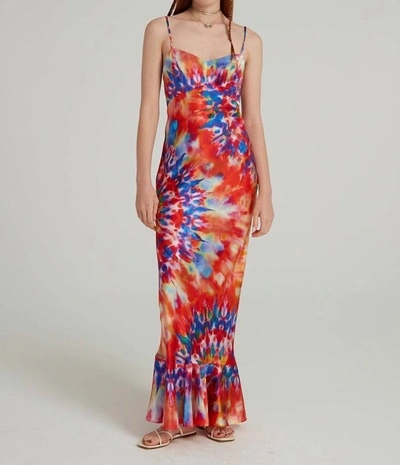 Shop Saloni Mimi Dress In Vibrant Tie Dye In Multi