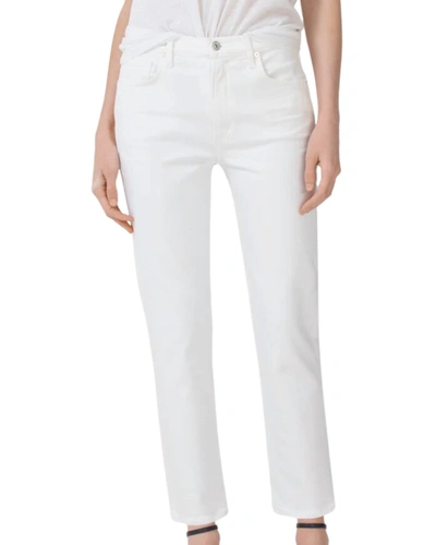 Shop Citizens Of Humanity Isola Straight Crop Jeans In White Wildflower In Multi