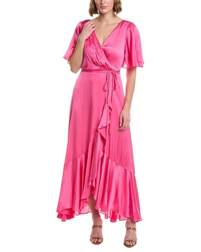 Shop Taylor Satin Crinkle Crepe Maxi Dress In Pink