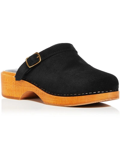 Shop Re/done Womens Suede Buckle Clogs In Black