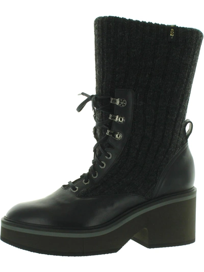 Shop Robert Clergerie Ancel Womens Leather Sock Combat & Lace-up Boots In Black