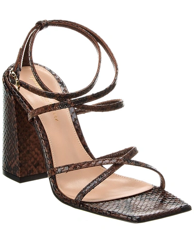 Shop Gianvito Rossi 95 Snake-embossed Leather Sandal In Brown