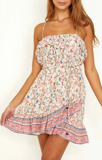 Shop One And Only Collective The Bouquet Toss Mini Dress In Ivory & Pink Floral In Multi