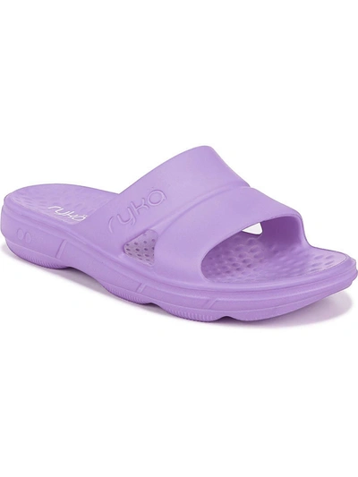 Shop Ryka Womens Slip On Flat Pool Slides In Purple