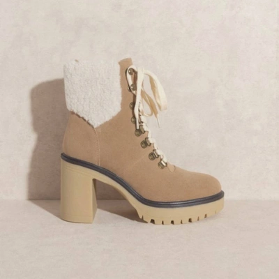 Shop Oasis Society Platform Lace Up Boot In Beige