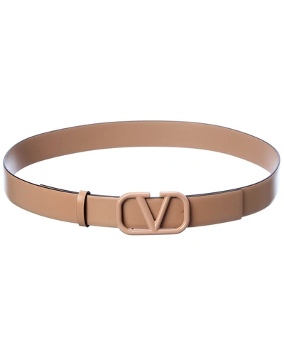 Shop Valentino Vlogo 30mm Leather Belt In Pink