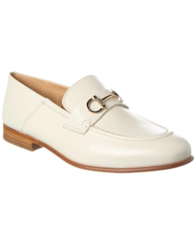 Shop Ferragamo Ottone Leather Loafer In White