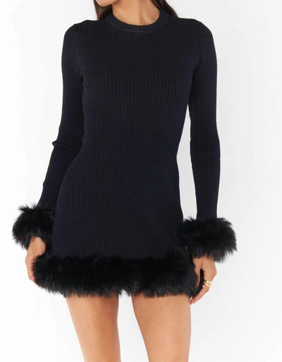 Shop Show Me Your Mumu Fran Mini Dress With Faux Fur In Black