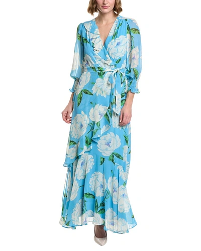Shop Taylor Printed Chiffon Maxi Dress In Blue