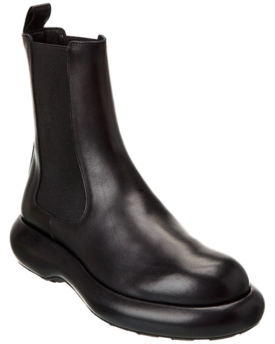 Shop Jil Sander Leather Bootie In Black