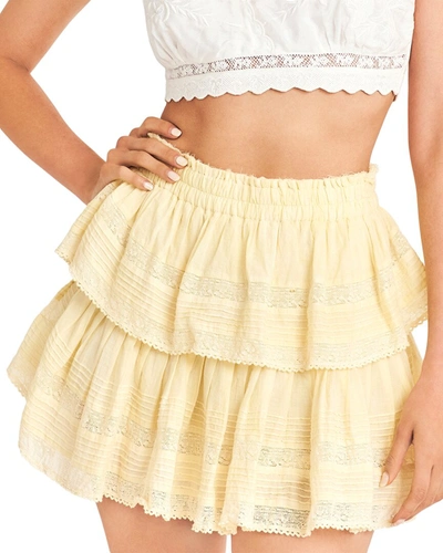 Shop Loveshackfancy Ruffle Mini Skirt In Yellow
