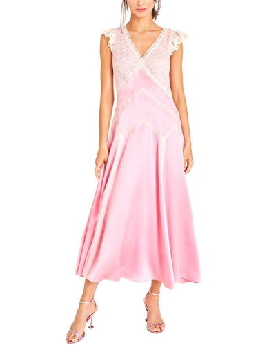 Shop Loveshackfancy Provencia Silk Dress In Pink