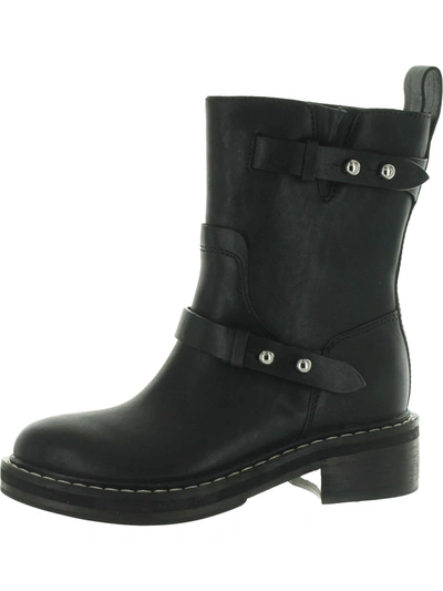 Shop Rag & Bone Womens Leather Pull On Motorcycle Boots In Black