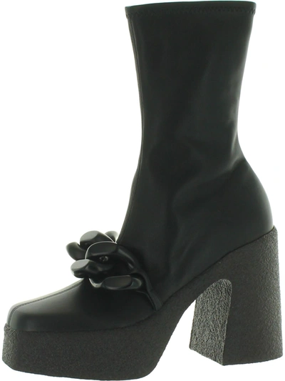 Shop Stella Mccartney Skyla Womens Faux Leather Mid-calf Combat & Lace-up Boots In Black