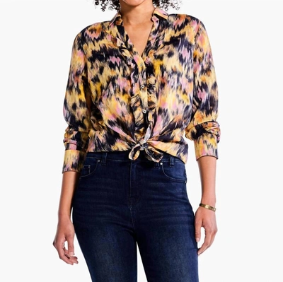 Shop Nic + Zoe Dreamy Refined Ruffle Shirt In Yellow Multi