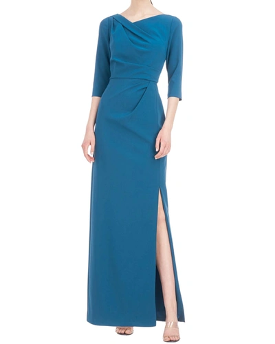 Shop Kay Unger Margerite Column Gown In Ink In Blue