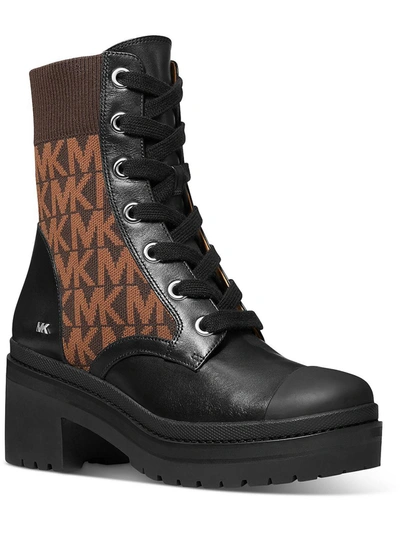 Shop Michael Michael Kors Brea Womens Leather Lace-up Booties In Black