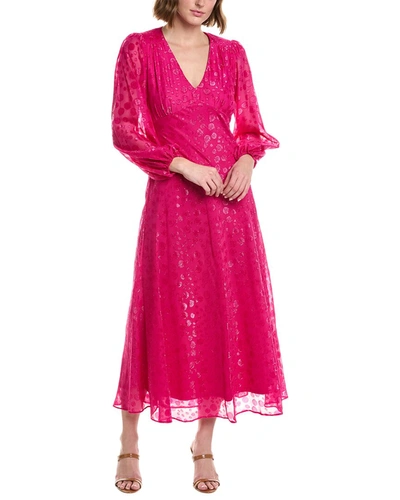 Shop Taylor Chiffon Clip Dot Jacquard Maxi Dress In Pink