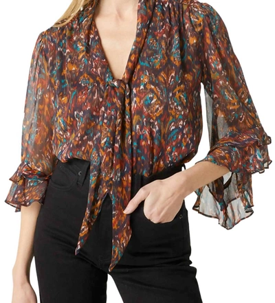 Shop Misa Gigi Top In Peacock Abstract In Multi