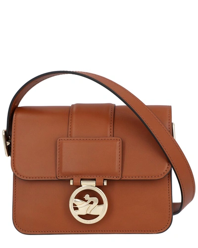 Shop Longchamp Box-trot Leather Shoulder Bag In Brown