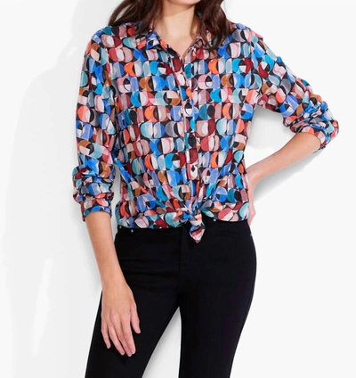 Shop Nic + Zoe Crescent Crinkle Shirt In Blue Multi