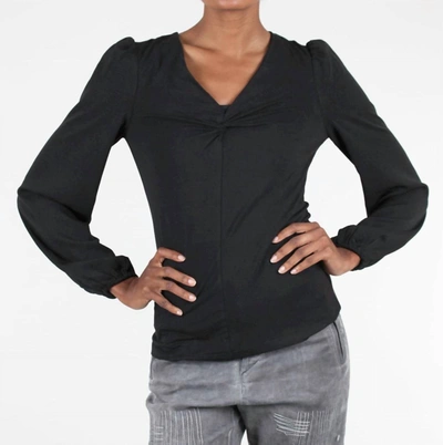 Shop Patrizia Luca V-neck Puff-sleeve Top In Black