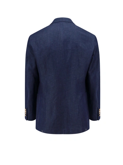 Shop Brunello Cucinelli Wool And Linen Blend Blazer With Metal Buttons