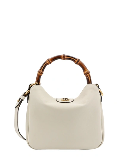 Shop Gucci Leather Handbag With Bamboo Handles And Gg Logo