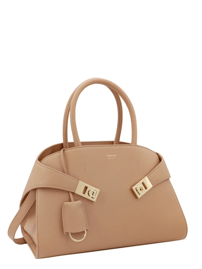 Shop Ferragamo Leather Handbag With Gancini Metal Detail