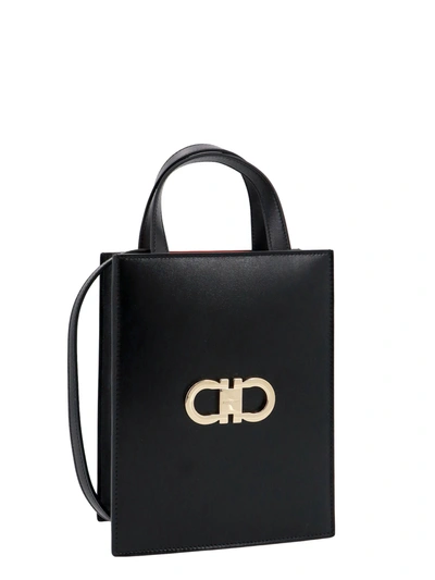 Shop Ferragamo Leather Handbag With Gancini Metal Logo