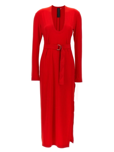 Shop Norma Kamali Long Deep Dress With Round Neckline Dresses Red