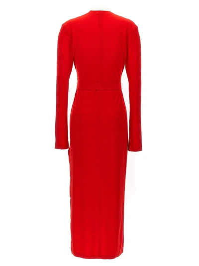 Shop Norma Kamali Long Deep Dress With Round Neckline Dresses Red