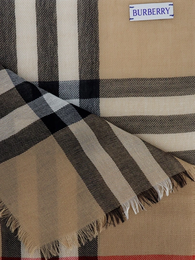 Shop Burberry Lightweight Wool Scarf With Giant Check Print