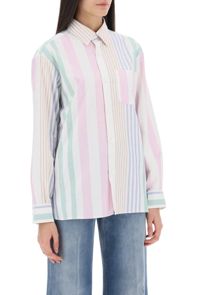 Shop Apc Sela Striped Oxford Shirt