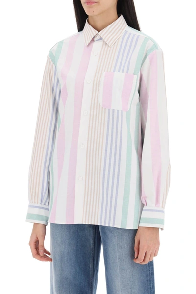 Shop Apc Sela Striped Oxford Shirt