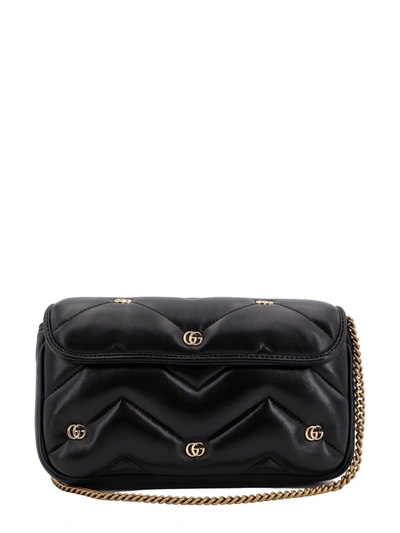 Shop Gucci Leather Shoulder Bag With All-over Gg Logo